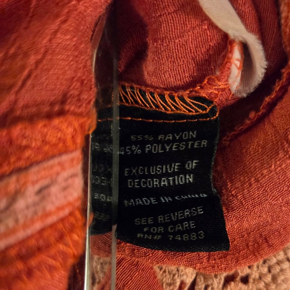 Cynthia Rowley Rust Orange Crochet-Trim Short Sleeve Tunic - Picture 5 of 5